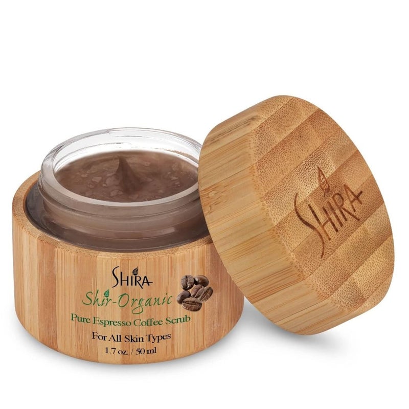 ShiraOrganic Pure Espresso Coffee Scrub Exfoliate for face Improves Wrinkles and Fine lines Promotes Skin Rejuvenation For Women Men 50ML