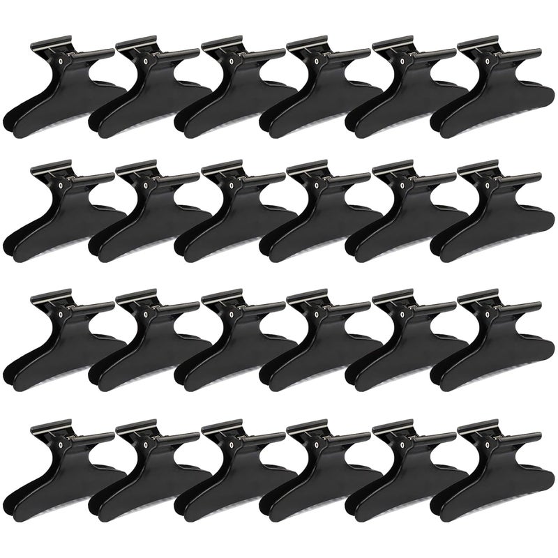 Ondder 24 Pcs Black Butterfly Hair Clips for Styling Sectioning Pro Hair Claws Clamps Clips for Cutting Styling Sectioning Coloring Hair Styling Clips Hair Accessories for Women Girls