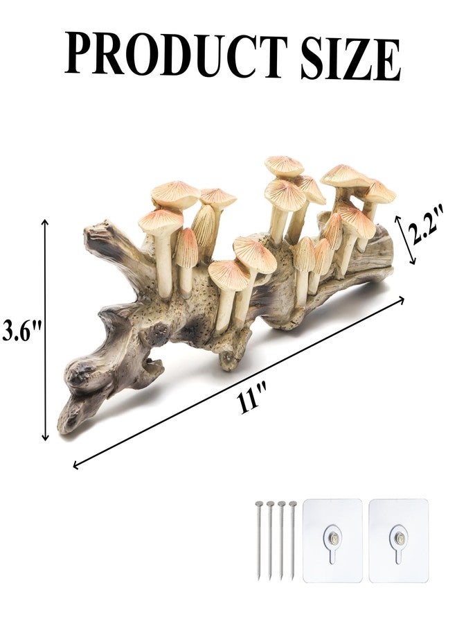 Peohud Resin Mushroom Decor, Vintage Cottagecore Mushroom Sculpture Hanging Art for Wall, Rustic Farmhouse Kitchen Bedroom Living Room Office Home Decor, Fantasy Woodland Gift - Image 2
