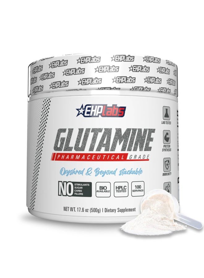 EHP Labs L Glutamine Powder Amino Acids - L-Glutamine, Workout Recovery, Immune Health & Gut Health Support (500g) - 100 Servings - Image 1