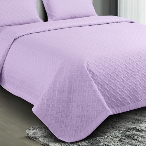 Nirwana Decor BedBliss Ultrasonic 280 TC All Season Supersoft King Size Bedding Set/bedcover/Rajaai Quilted Set with 2 Pillow Covers, 150 GSM (90x100 inches, Lavender) - Image 3