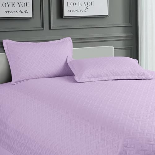 Nirwana Decor BedBliss Ultrasonic 280 TC All Season Supersoft King Size Bedding Set/bedcover/Rajaai Quilted Set with 2 Pillow Covers, 150 GSM (90x100 inches, Lavender) - Image 4