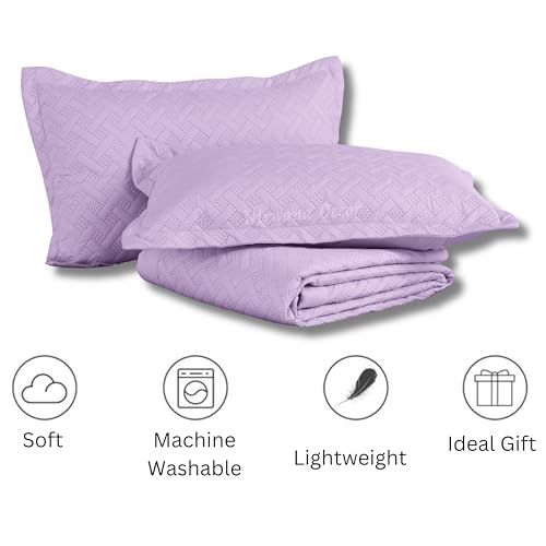 Nirwana Decor BedBliss Ultrasonic 280 TC All Season Supersoft King Size Bedding Set/bedcover/Rajaai Quilted Set with 2 Pillow Covers, 150 GSM (90x100 inches, Lavender) - Image 5