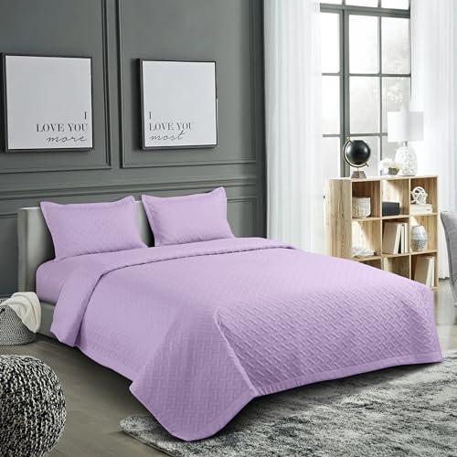 Nirwana Decor BedBliss Ultrasonic 280 TC All Season Supersoft King Size Bedding Set/bedcover/Rajaai Quilted Set with 2 Pillow Covers, 150 GSM (90x100 inches, Lavender) - Image 1