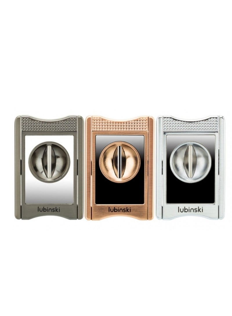 Lubinski Luxury V-Cut Cutter Stainless Steel Cutter Zinc Alloy Blade Semi-Automatic Gold Cutter - Image 4