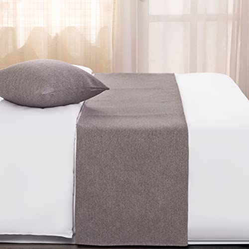 AMBERIS Bed Runner Light Grey, Imitation Linen Decorative Bed Scarf for Home Hotel - Image 2