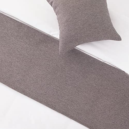 AMBERIS Bed Runner Light Grey, Imitation Linen Decorative Bed Scarf for Home Hotel - Image 3