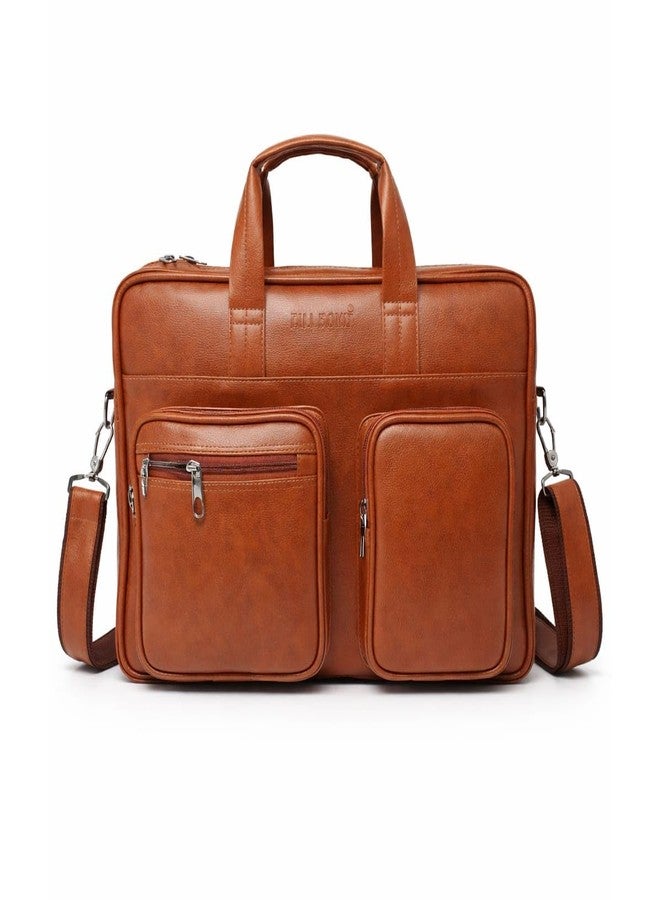 BILL BOND Men’s Premium Genuine Leather Executive with Padded Laptop Compartment, Multiple Organizer Pockets, Adjustable & Shoulder Strap Stylish Business Messenger Bag for Office & Travel (tan) - Image 1