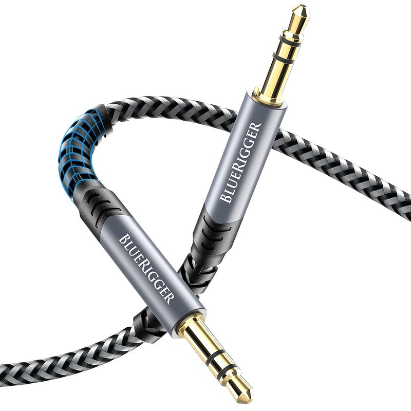 BlueRigger 3.5mm Stereo Audio Cable (3FT, 24K Gold Plated Jack, Auxiliary Cable, Male to Male, Hi-Fi Sound) – Aux Cord for Headphones, Home Car Stereo, Speaker, Amplifier, Phones, Tablets, Laptops - Image 1