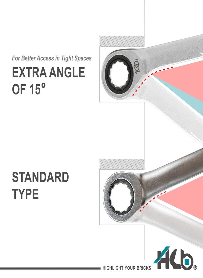 HB 10mm Ratcheting Combination Wrench WDM010-U | 100-Tooth 12-Point Box End 15° Offset Head | Pass-Through Design for Long Bolts | Chrome Vanadium Steel Matte Finish Professional Tool Made in Taiwan - Image 5
