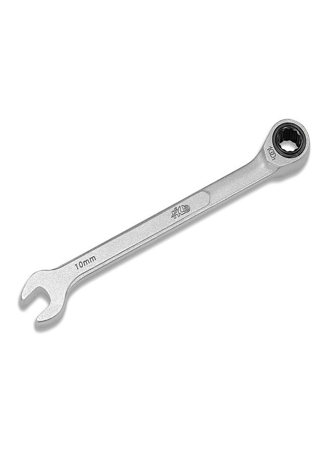 HB 10mm Ratcheting Combination Wrench WDM010-U | 100-Tooth 12-Point Box End 15° Offset Head | Pass-Through Design for Long Bolts | Chrome Vanadium Steel Matte Finish Professional Tool Made in Taiwan - Image 1