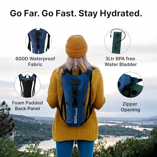 STRAUSS Hydration Bag for Bike | Multi-Compartment | 3L Water Pouch for Trekking | 600D Waterproof Fabric Bag for Camping | Riding Backpack for Bikers | Hydration Bag with Bladder | Unisex Backpack - Image 3