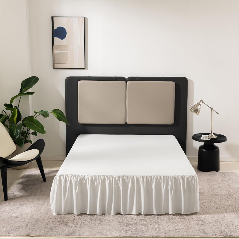 TSUTOMI Ivory Bed Skirt King Size Ruffled Bed Skirt with Split Corners  King Bed Skirt 14 Inch Drop  King Size Bed Skirt Ivory for Ruffled Bed Skirt with Split Corners  Bed Skirt King Size - Image 1