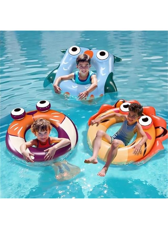 Pool Wave Kids Swim Rings Pool Floats, Toddler Inflatable Animal Swimming Tube Floaties, Summer Outdoor Water Floating Toy, Family Party Gift 3 4 5 6 7 8 10 12 Year Old Boy Girl Children Teen - 3 Pack - Image 4