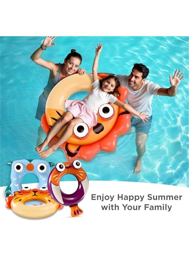Pool Wave Kids Swim Rings Pool Floats, Toddler Inflatable Animal Swimming Tube Floaties, Summer Outdoor Water Floating Toy, Family Party Gift 3 4 5 6 7 8 10 12 Year Old Boy Girl Children Teen - 3 Pack - Image 5