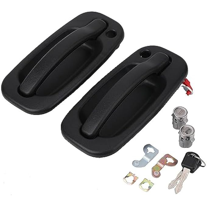 ريحني مقابض الأبواب الخارجية مع الأقفال الأمامية لشيفروليه سيلفرادو 1500 2500 3500 كلاسيك سوبربان تاهو أفالانش جي إم سي سييرا يوكون XL كاديلاك إسكاليد ESV إكستد 19992006 استبدال 15034985 15034986 15298924 - Image 2