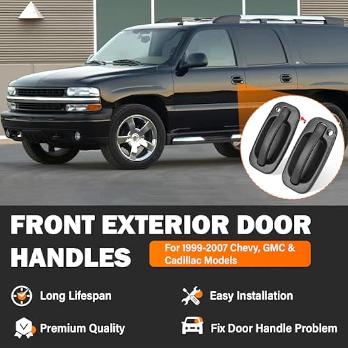 ريحني مقابض الأبواب الخارجية مع الأقفال الأمامية لشيفروليه سيلفرادو 1500 2500 3500 كلاسيك سوبربان تاهو أفالانش جي إم سي سييرا يوكون XL كاديلاك إسكاليد ESV إكستد 19992006 استبدال 15034985 15034986 15298924 - Image 3