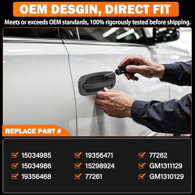 ريحني مقابض الأبواب الخارجية مع الأقفال الأمامية لشيفروليه سيلفرادو 1500 2500 3500 كلاسيك سوبربان تاهو أفالانش جي إم سي سييرا يوكون XL كاديلاك إسكاليد ESV إكستد 19992006 استبدال 15034985 15034986 15298924 - Image 5