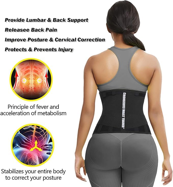 ChongErfei Waist Trainer Belt for Women - Waist Trimmer Ab Belt - Tummy Control Body Shaper(Black,X-Large) - Image 5
