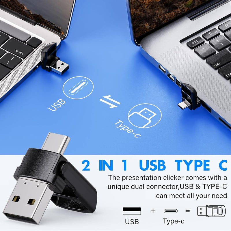 rts 2-in-1 Type C USB Wireless Laser Pointer Presenter for Presentation PPT Slide Changer Remote Clicker with Volume Control PowerPoint Clicker with for Google Slide Mac MacBook Laptop PC Computer - Image 3