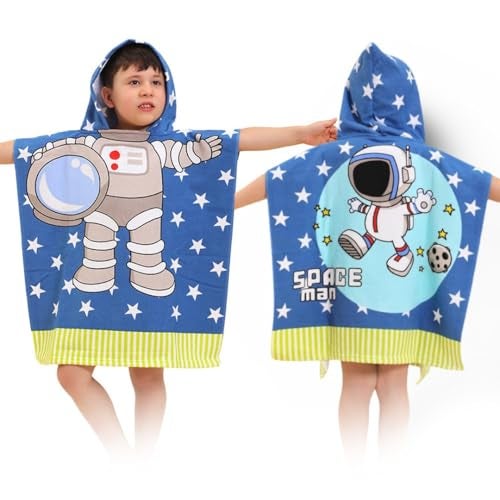 TONY STARK Poncho Towel for Kids, Beach Towel with Hoodie, 60x60cm Travel Towel for 1-7 Years Girls and Boys, Soft Microfiber Sleeved Poncho (Space Explorer) - Image 1