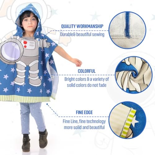 TONY STARK Poncho Towel for Kids, Beach Towel with Hoodie, 60x60cm Travel Towel for 1-7 Years Girls and Boys, Soft Microfiber Sleeved Poncho (Space Explorer) - Image 3