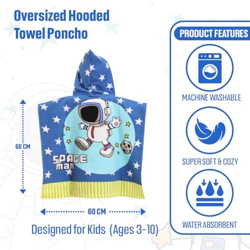 TONY STARK Poncho Towel for Kids, Beach Towel with Hoodie, 60x60cm Travel Towel for 1-7 Years Girls and Boys, Soft Microfiber Sleeved Poncho (Space Explorer) - Image 2