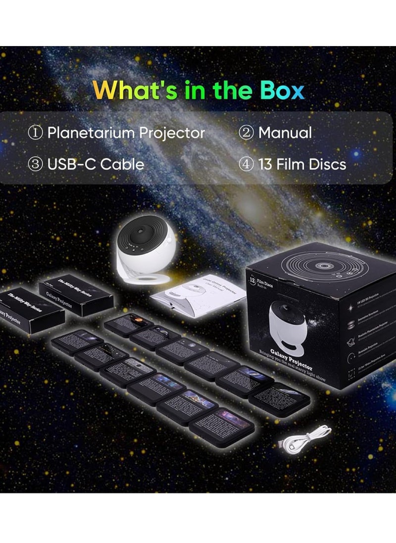إلترازون 12-In-1 Galaxy Projector For Bedroom Star Projector Galaxy Light Adjustable Knob 12 Film Discs Planetarium Projector For Kids And Adults 360° Rotating Galaxy Projector Night Light Table Lamp Bedside Lamp - Image 3