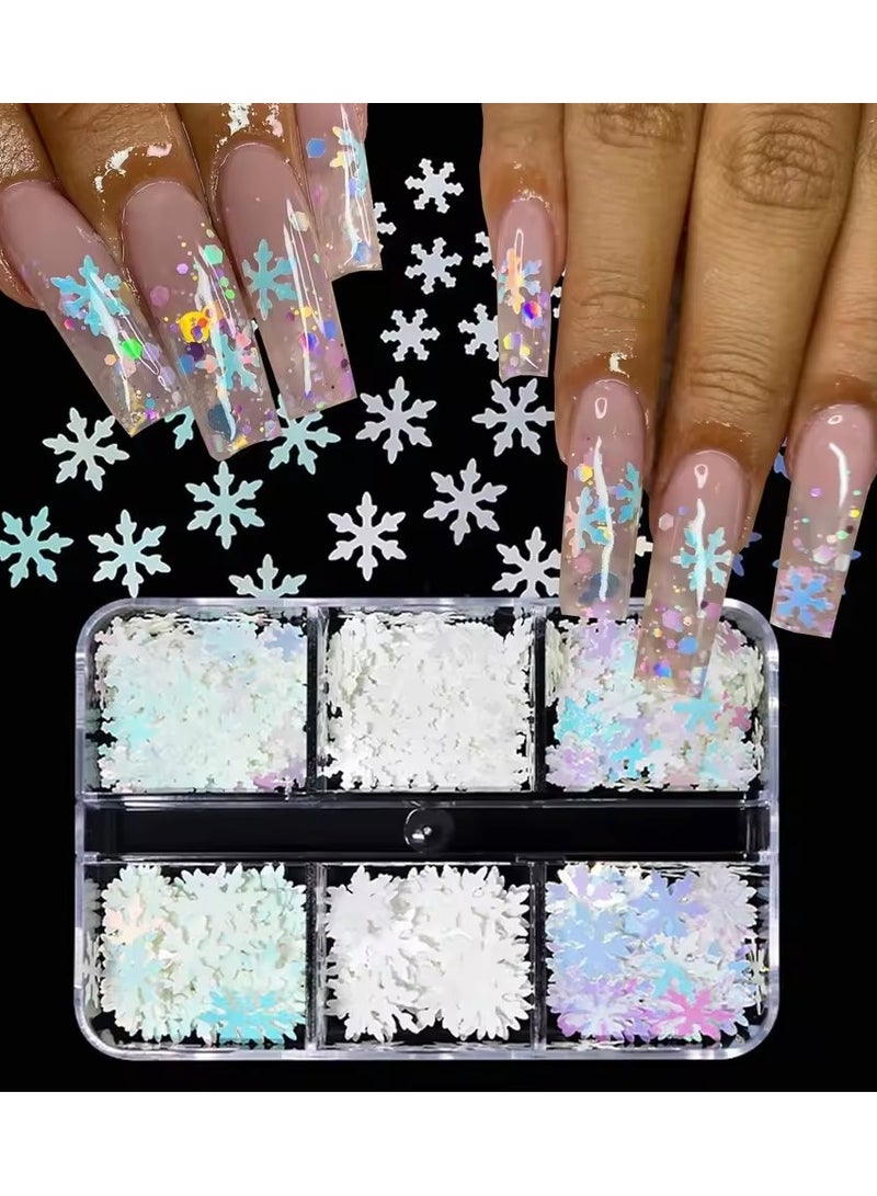 Goolsky 1Box Holographic Snowflake Nail Glitter Sequins Iridescent Mermaid Paillette Flakes Crafts DIY Party Festival Manicure#Christmas - Image 1