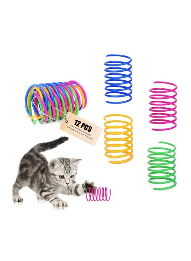 Fanski 12 pcs Interactive Cat Spiral Creative Spring Toy to Kill Time and Keep Fit, Sturdy and Heavy Plastic for Swatting, Biting, Hunting Kitten Toys, Colorful - Image 1