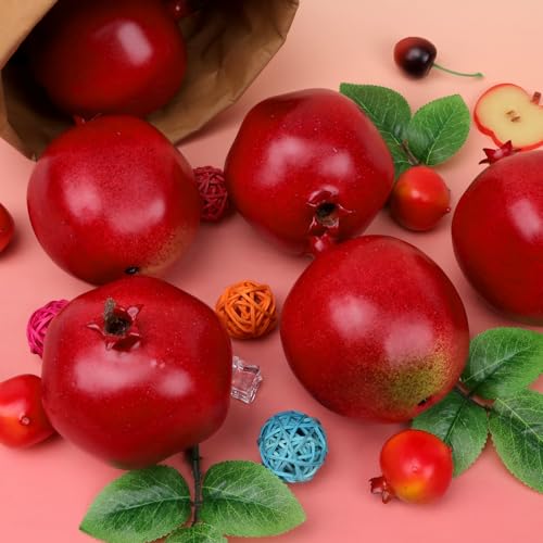 Gresorth 6pcs High Grade Fake Pomegranate Decoration Artificial Realistic Fruit Simulation for Home Party Holiday Christmas Display - Image 5