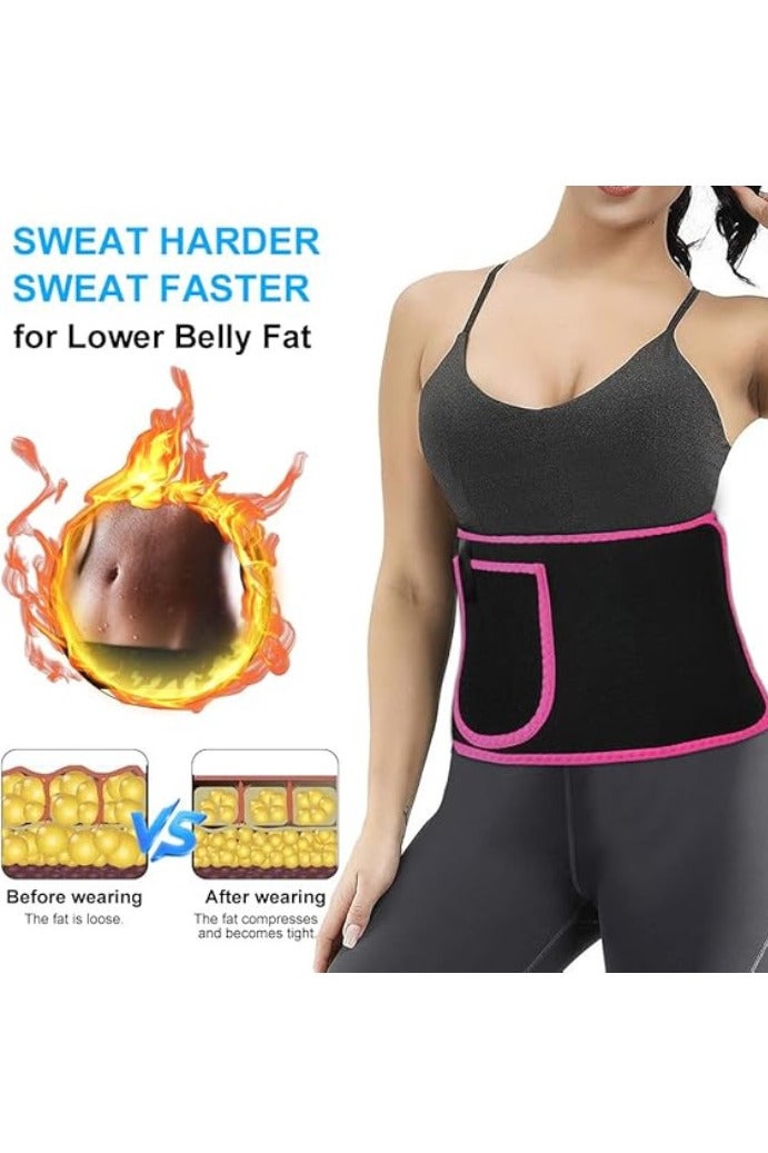 INSIJAM Waist Trainer for Women Men Weight Loss Adjustable Waist Trimmer Sweat Belt Sauna Effect Fat Burner Exercise Belt Back Lumbar Support Belt Slimming Body Shaper Workout Sports Girdles Band - Image 4