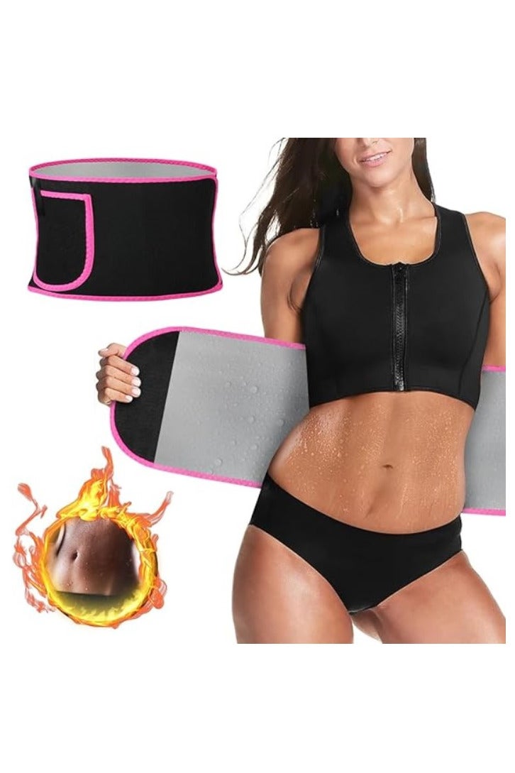 INSIJAM Waist Trainer for Women Men Weight Loss Adjustable Waist Trimmer Sweat Belt Sauna Effect Fat Burner Exercise Belt Back Lumbar Support Belt Slimming Body Shaper Workout Sports Girdles Band - Image 1