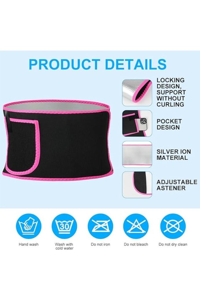 INSIJAM Waist Trainer for Women Men Weight Loss Adjustable Waist Trimmer Sweat Belt Sauna Effect Fat Burner Exercise Belt Back Lumbar Support Belt Slimming Body Shaper Workout Sports Girdles Band - Image 3