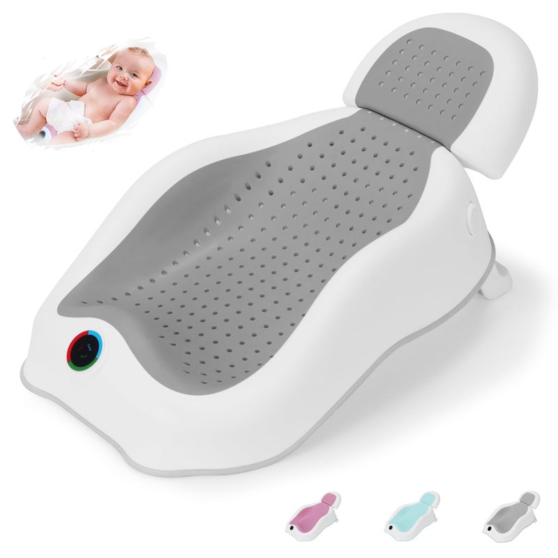 Wddbb Baby Bath SupportIdeal for Babies Less Than 6 Months Oldwith ThermometerAdjustable Slope Newborn Bathtub Baby tubs for Newborn Essentials Must Haves Gray - Image 2