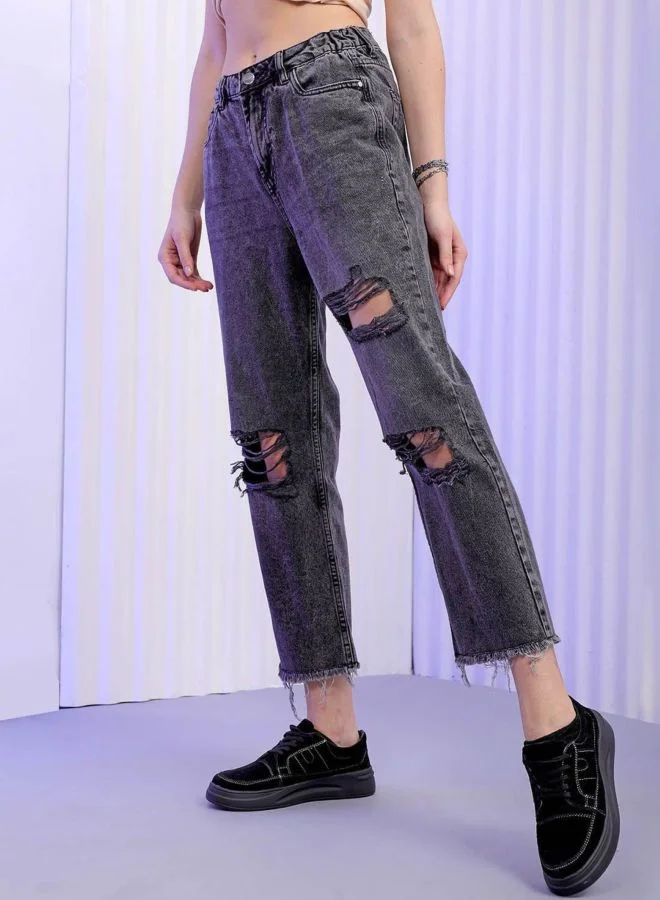 Freehand Women Straight Fit Solid High Rise Jeans