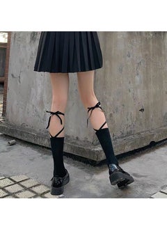 Generic Lolita Cross-Tie Over-Knee Socks Summer HollowStrap Pure Black Strap Pure Black 