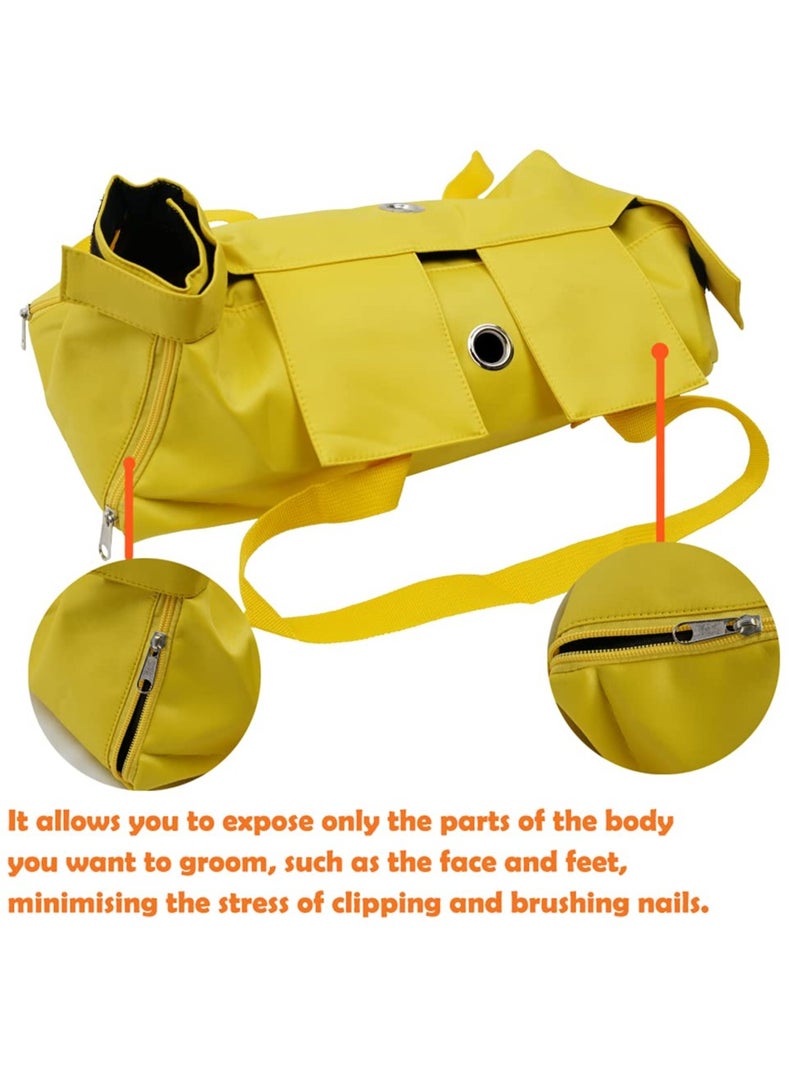 Cat Nail Trimming Restraint Bag for Claw Care Anti-Scratch Grooming Yellow Medium - Image 2