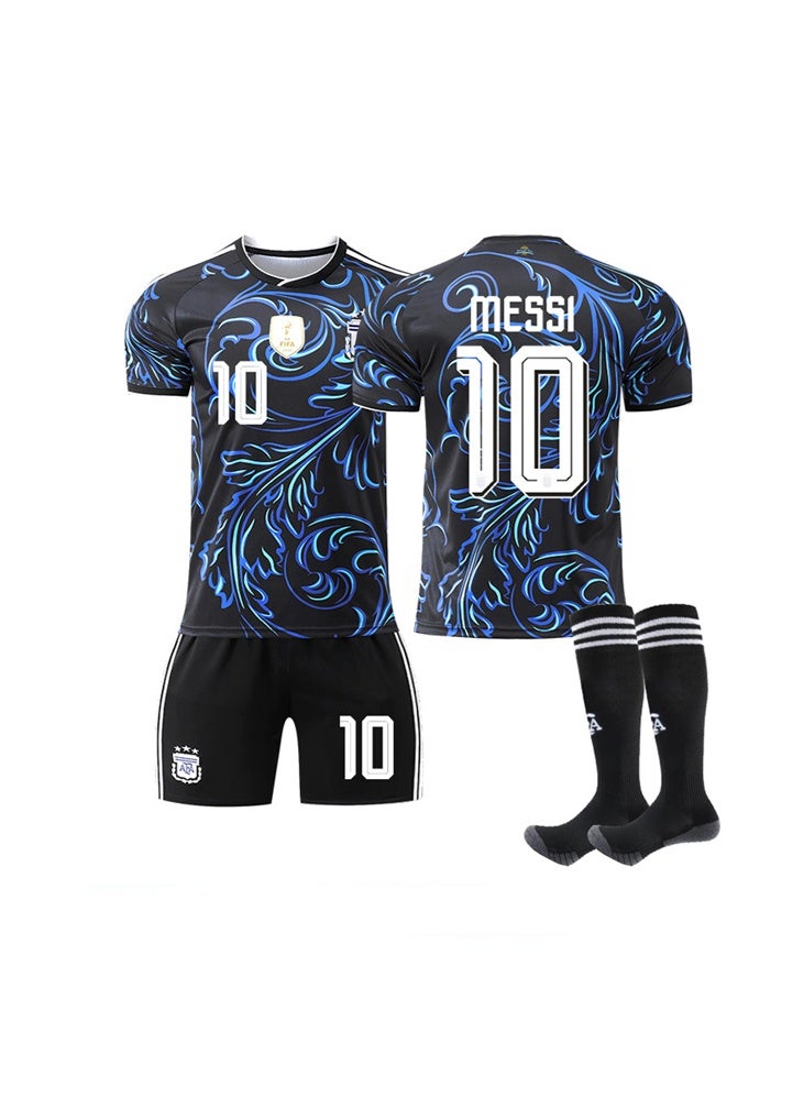 الأرجنتين مجموعة قميص الأرجنتين الخارجي لكأس العالم 2026، ميسي رقم 10، قميص وشورت قصير الأكمام مع جوارب، مقاسات متعددة - Image 1