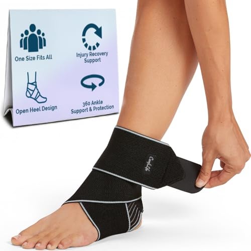 ComfiLife Ankle Brace for Men Women Orthopedic Brace Adjustable Compression Wrap Ankle Sleeve for Plantar Fasciitis Tendinitis Sprain Swelling Minor Sprains Sports Breathable One Size