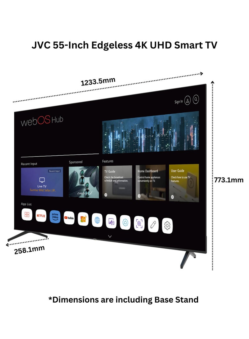 جي في سي تلفزيون ذكي 55 بوصة QLED 4K UHD WebOS ذكي مع بلوتوث وجهاز تحكم عن بعد سحري وموديل Dolby Audio-2024 - Image 3