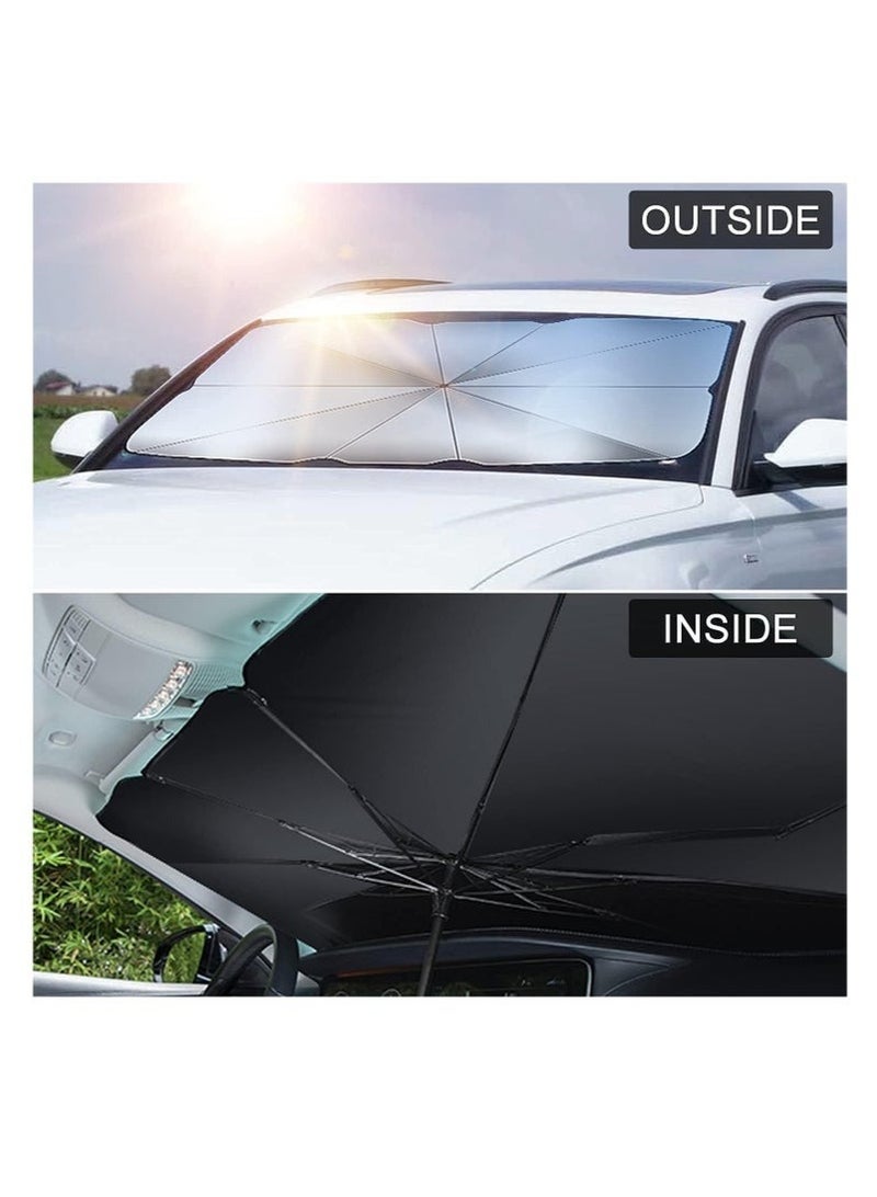 أونتل مظلة قابلة للطي لزجاج السيارة الأمامي بمقبض دوار – للحماية من الأشعة فوق البنفسجية وتقليل حرارة الشمس - Image 2