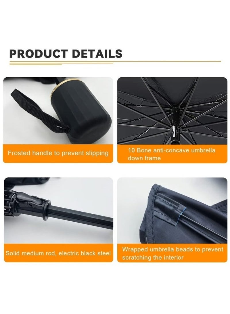أونتل مظلة قابلة للطي لزجاج السيارة الأمامي بمقبض دوار – للحماية من الأشعة فوق البنفسجية وتقليل حرارة الشمس - Image 3