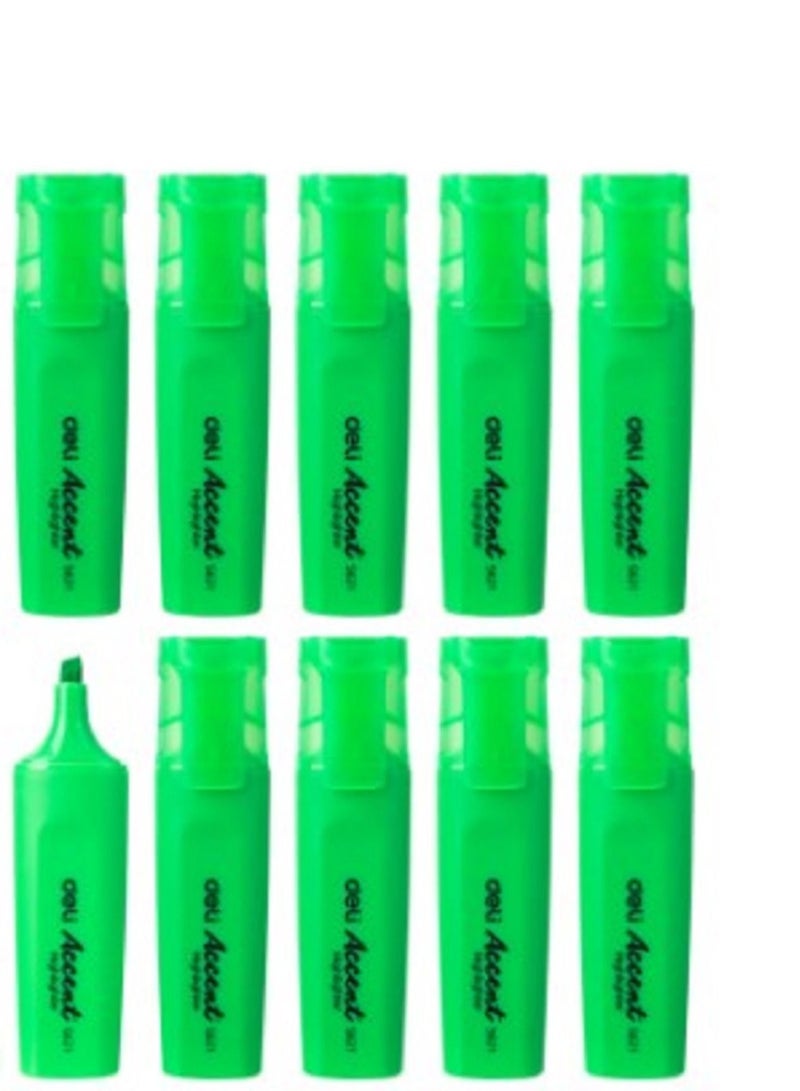 Deli Highlighter Green 1-5mm Chisel Pack of 10 Pieces - Image 1
