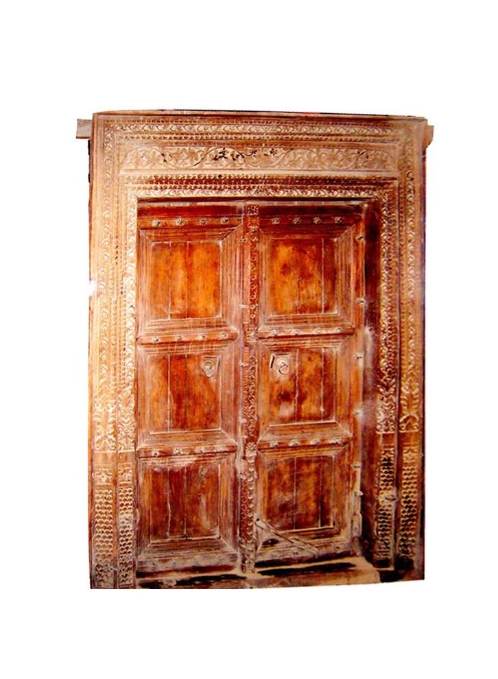 Antique Museum أعمال نحت يدوية على باب خشبي عتيق مقاس 65×90 بوصة FPP2046  - Image 1