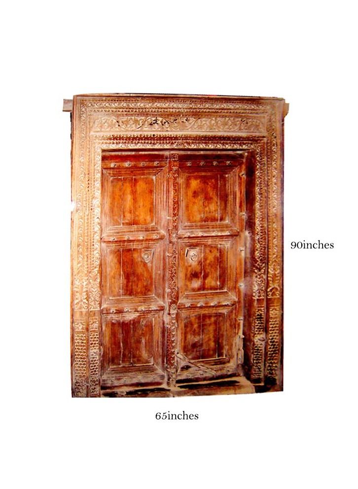 Antique Museum أعمال نحت يدوية على باب خشبي عتيق مقاس 65×90 بوصة FPP2046  - Image 2