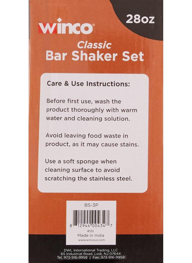 Winco Stainless Steel 3-Piece Bar Shaker Set, 28-Ounce - Image 3
