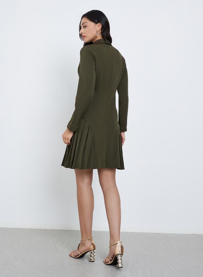 ستايلي فستان بليزر بطول الركبة وكسرات - Image 5