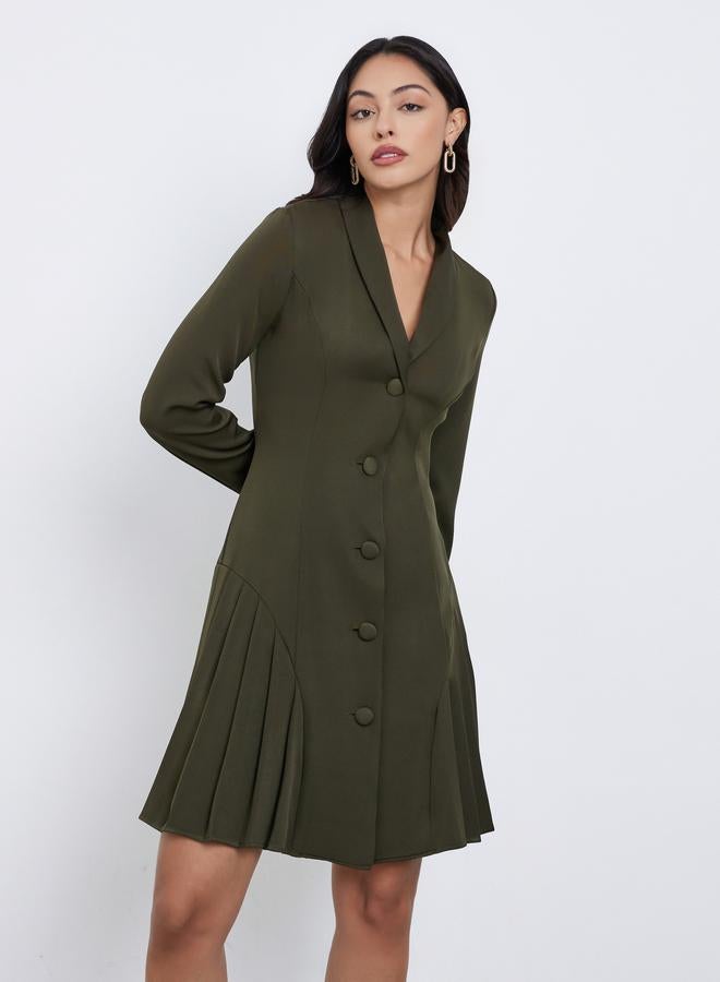 ستايلي فستان بليزر بطول الركبة وكسرات - Image 3