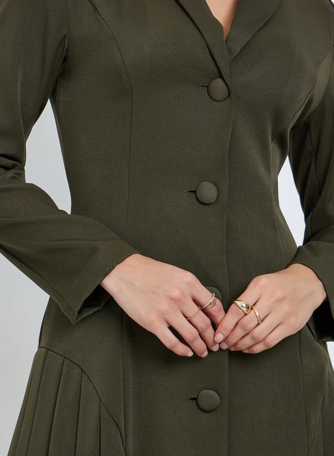 ستايلي فستان بليزر بطول الركبة وكسرات - Image 4